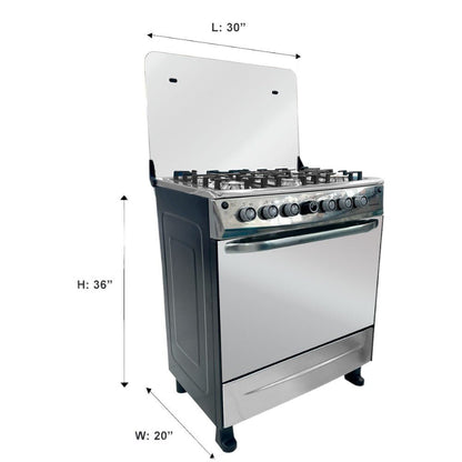Estufa A Gas 30" / 6 Quemadores / Horno de Gas / Negro - Premier - Titan.com.pa - 7453064743384