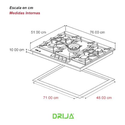 Estufa a Gas Drija 5 Quemadores / Vitro / Toscana 76 - Drija - Titan.com.pa - 9171025800904