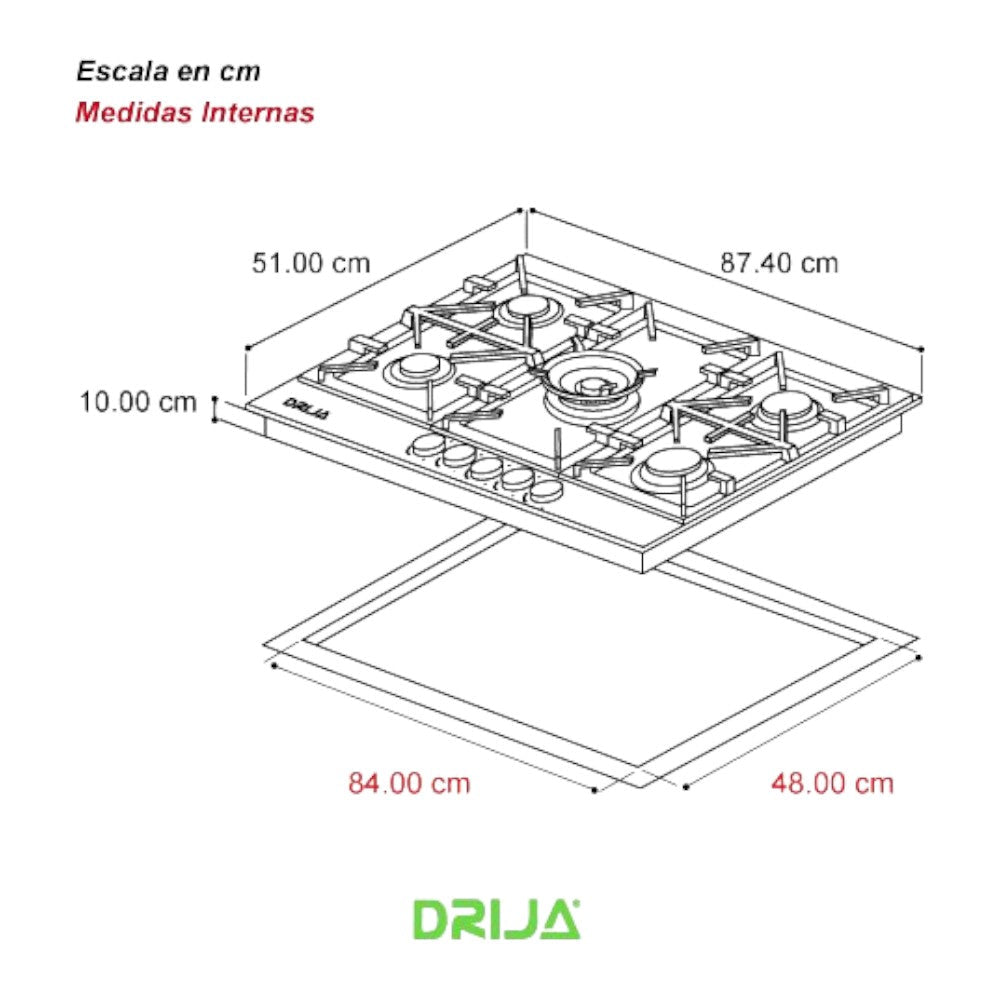 Estufa A Gas Drija Toscana 90 / Vitro / 5 Quemadores - Drija - Titan.com.pa - 5843611070810