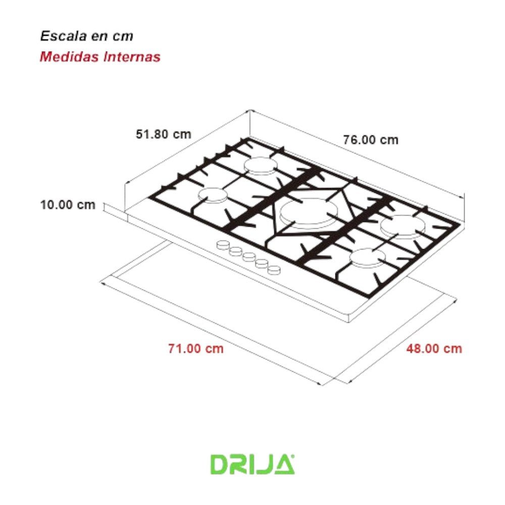 Estufa a Gas Drija Vitro de 30" / 5 Quemadores / Ferrara 76 - Drija - Titan.com.pa - 2849269517687