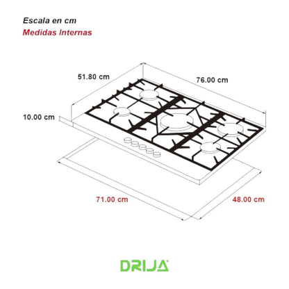 Estufa a Gas Drija Vitro de 30" / 5 Quemadores / Ferrara 76 - Drija - Titan.com.pa - 2849269517687