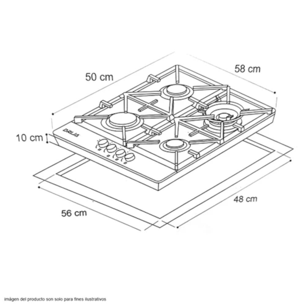 Estufa A Gas Empotrable Drija Milan 60 Pro / 4 Quemadores / Acero Inoxidable - Drija - Titan.com.pa - 710497348362