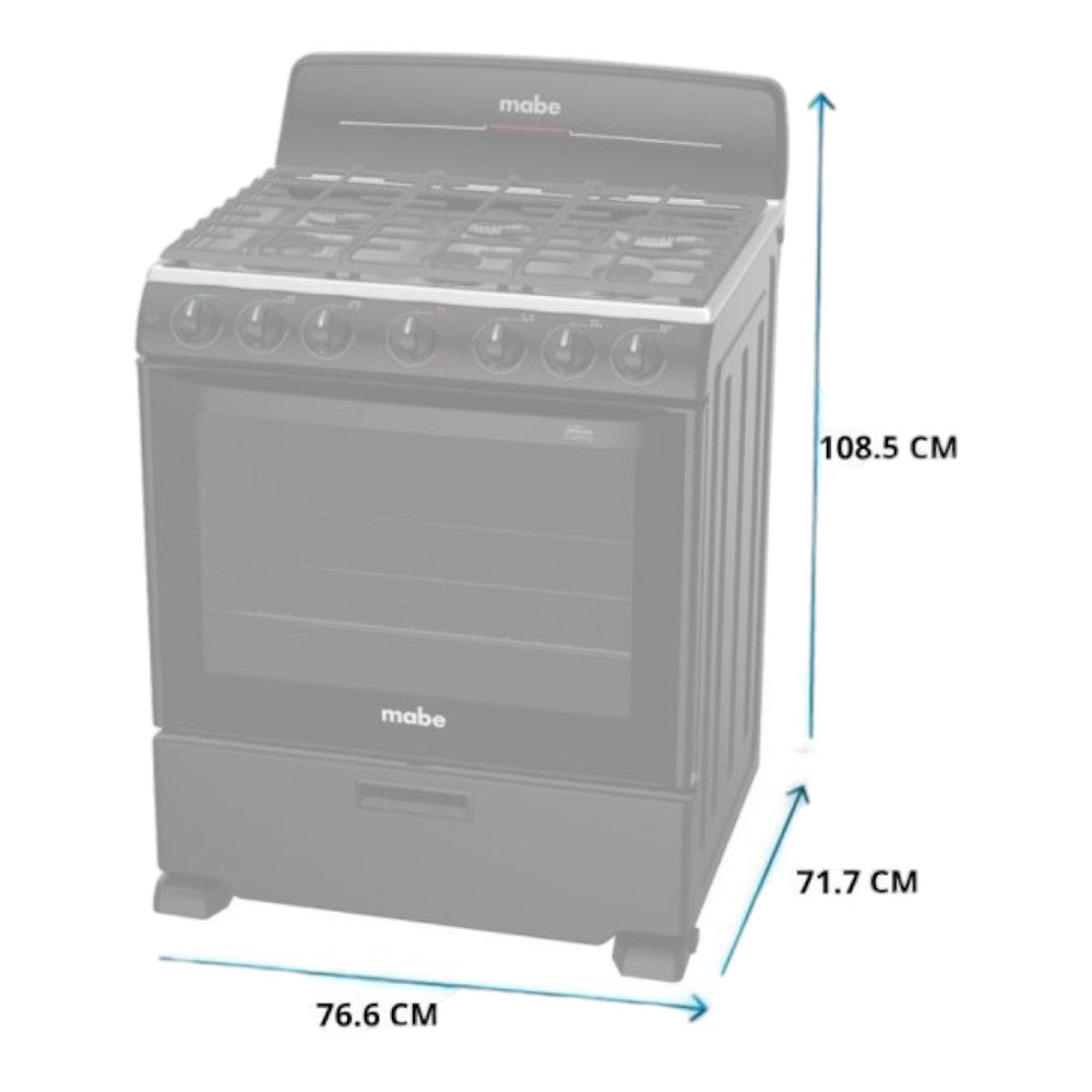 Estufa a Gas Mabe de 30" / 6 Quemadores / Negro / EM7658BFIN2 - Mabe - Titan.com.pa - 757638397063