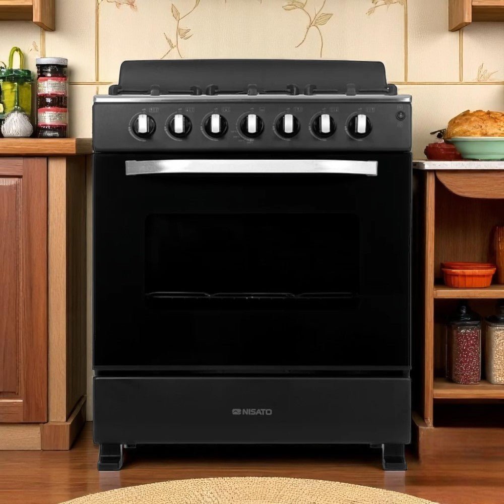Estufa a Gas Nisato de 30" / 6 Quemadores / Negro / Con Respaldar - Nisato - Titan.com.pa - 115100515108