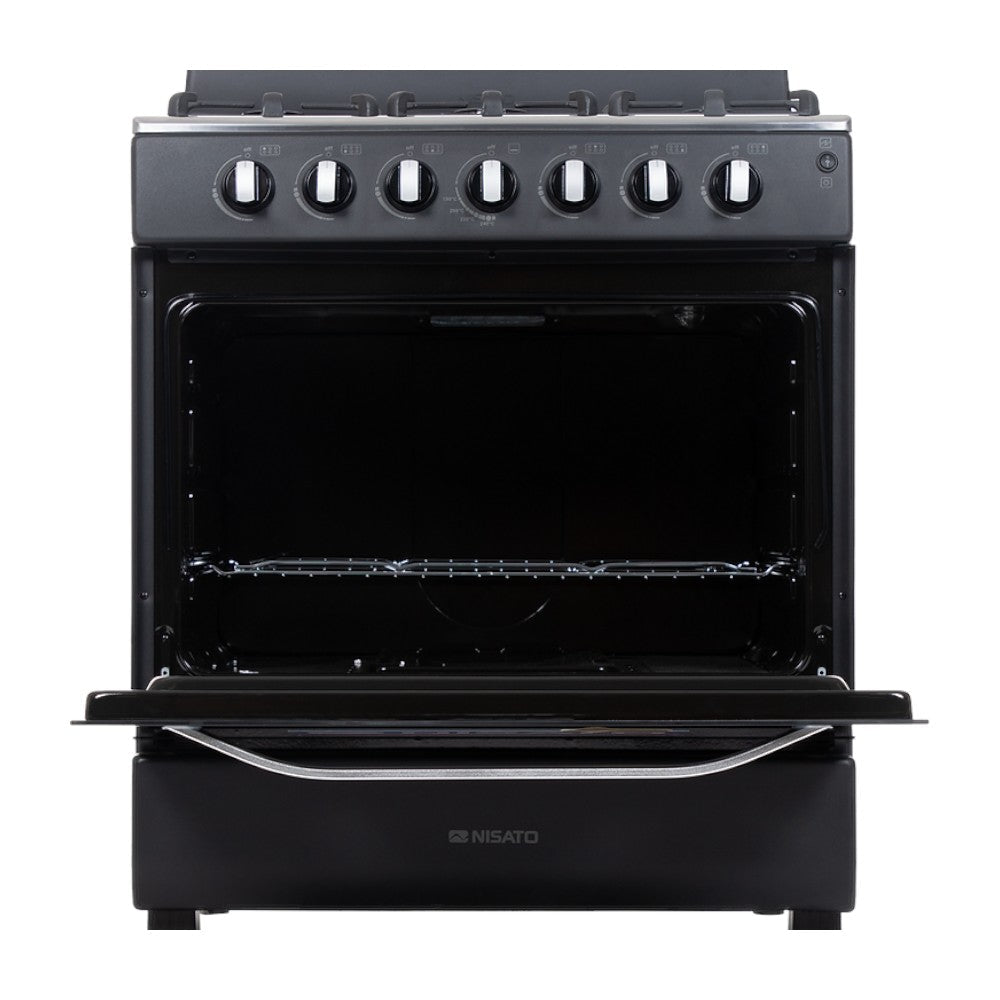 Estufa a Gas Nisato de 30" / 6 Quemadores / Negro / Con Respaldar - Nisato - Titan.com.pa - 115100515108