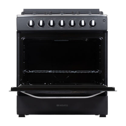 Estufa a Gas Nisato de 30" / 6 Quemadores / Negro / Con Respaldar - Nisato - Titan.com.pa - 115100515108