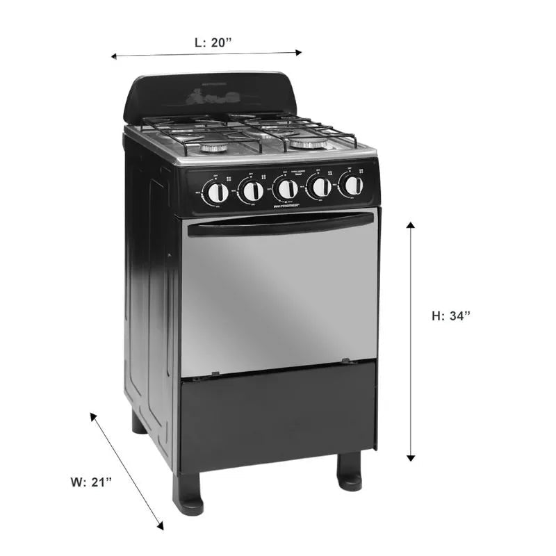 Estufa A Gas Premier 20" / 4 Quemadores / Con Horno /Negro - Premier - Titan.com.pa - 7453064743469
