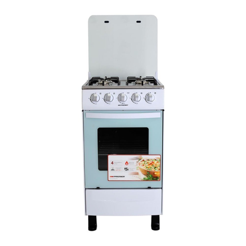 Estufa a Gas Premier / 4 Quemadores / Blanca / Tapa de Vidrio - Premier - Titan.com.pa - 7453064717279