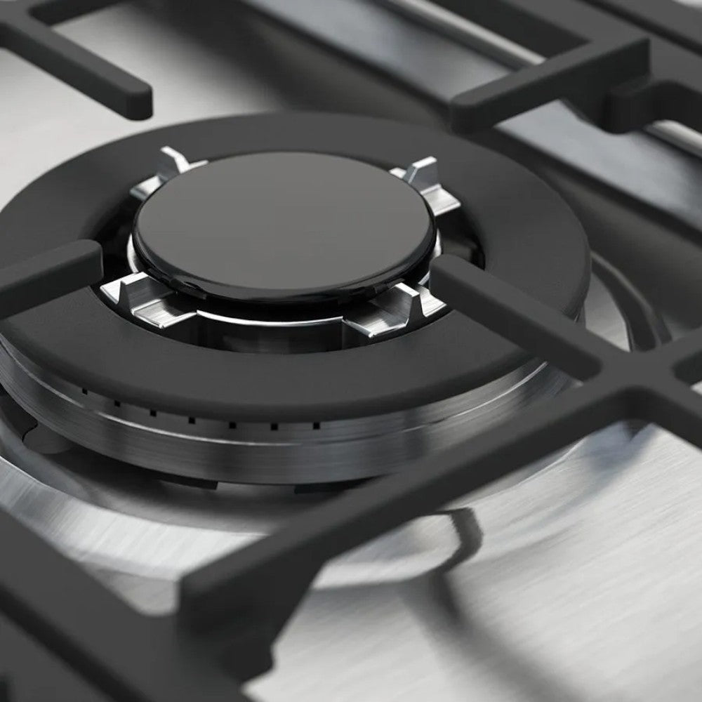 Estufa empotrable Whirlpool 36 pulg a gas, 5 quemadores, encendido eléctrico, acero inoxidable, diseño moderno. En Titán Panamá.