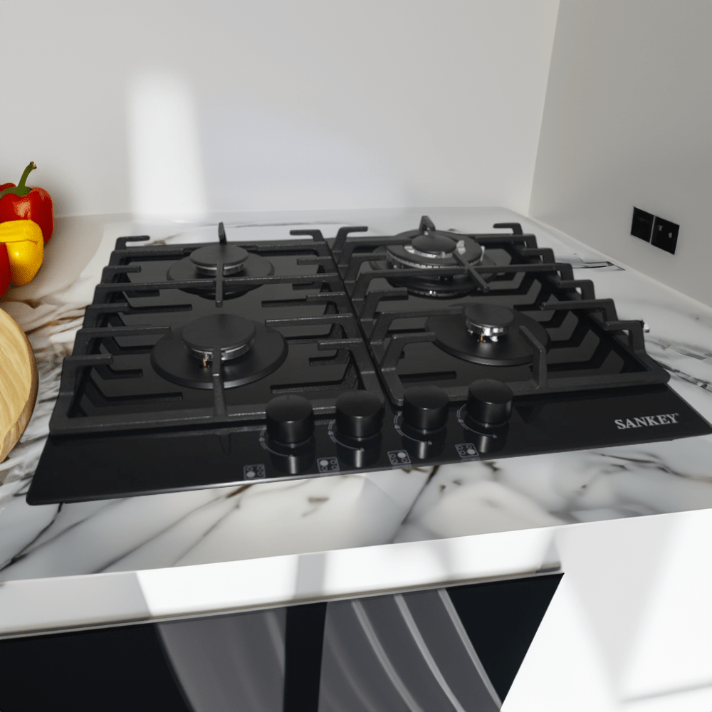 Estufa Empotrable Sankey 24” / 4 Quemadores / Vidrio Templado Negro - Sankey - Titan.com.pa - 7453118904297