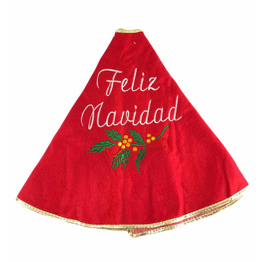 Falda Navideña Miro Christmas Para Árbol Bordado 91.5 cm