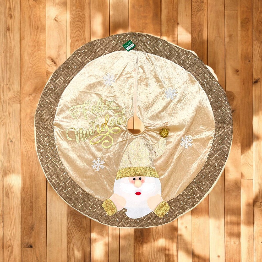 Falda Navideña Para Árbol 101 Cm Santa Dorado/Blanco - Miro Christmas - Titan.com.pa - 2100000014408