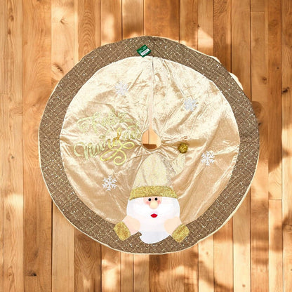 Falda Navideña Para Árbol 101 Cm Santa Dorado/Blanco - Miro Christmas - Titan.com.pa - 2100000014408