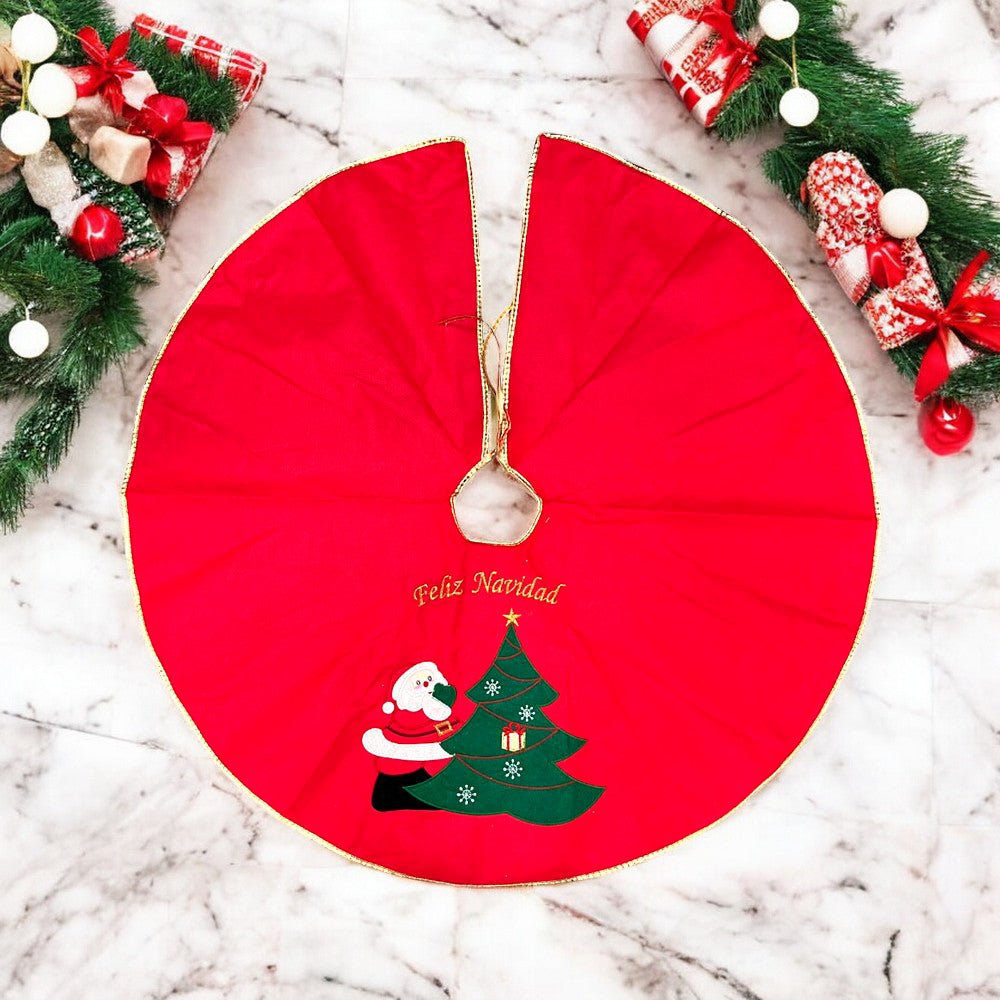 Falda Navideña Para Árbol Bordado Santa - Miro Christmas - Titan.com.pa - 7450120310290