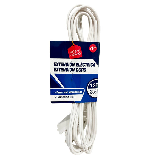 Extensión eléctrica Home Elegance EXT-5-12 blanca de 12 pies.
