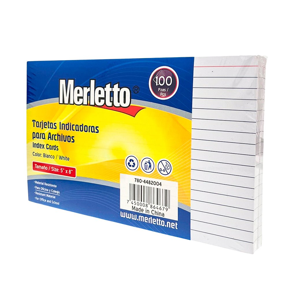 Ficha de Apuntes 5 x 8 / Merletto – 100 Hojas - Merletto - Titan.com.pa - 7450008864679