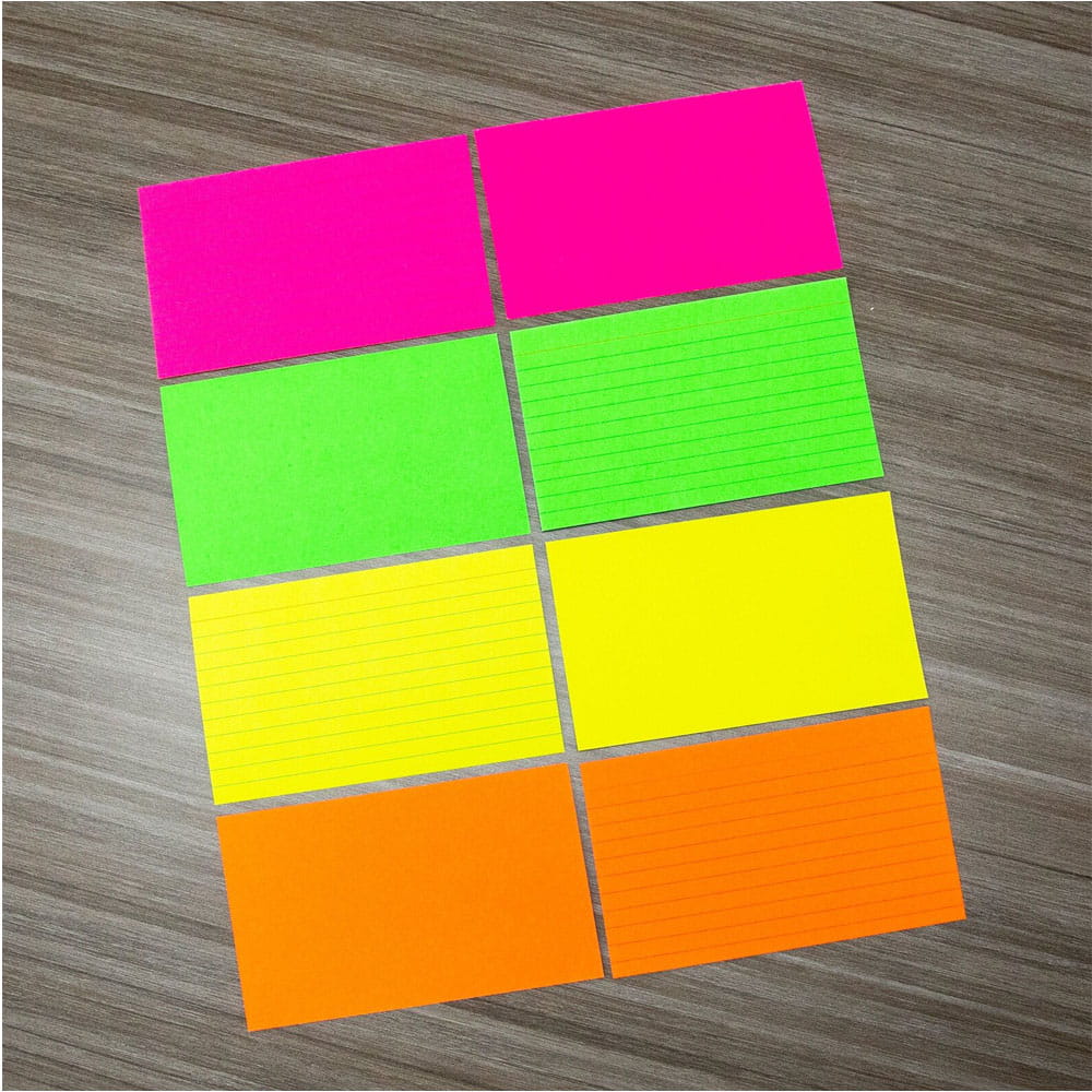 Fichas Rayadas Bazic Colores Neón 3" x 5"