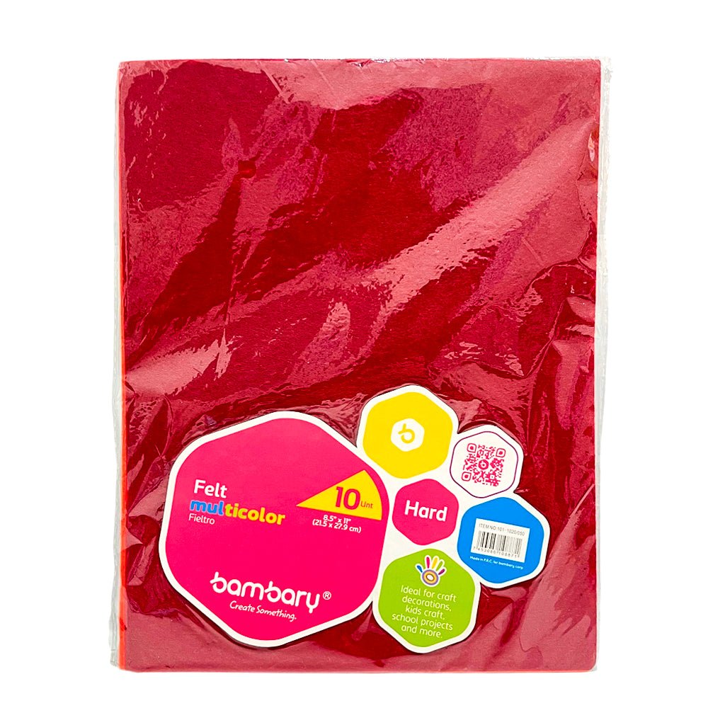 Fieltro A4 Duro Bambary / Multicolor – Paquete de 10 - Bambary - Titan.com.pa - 7453086108871