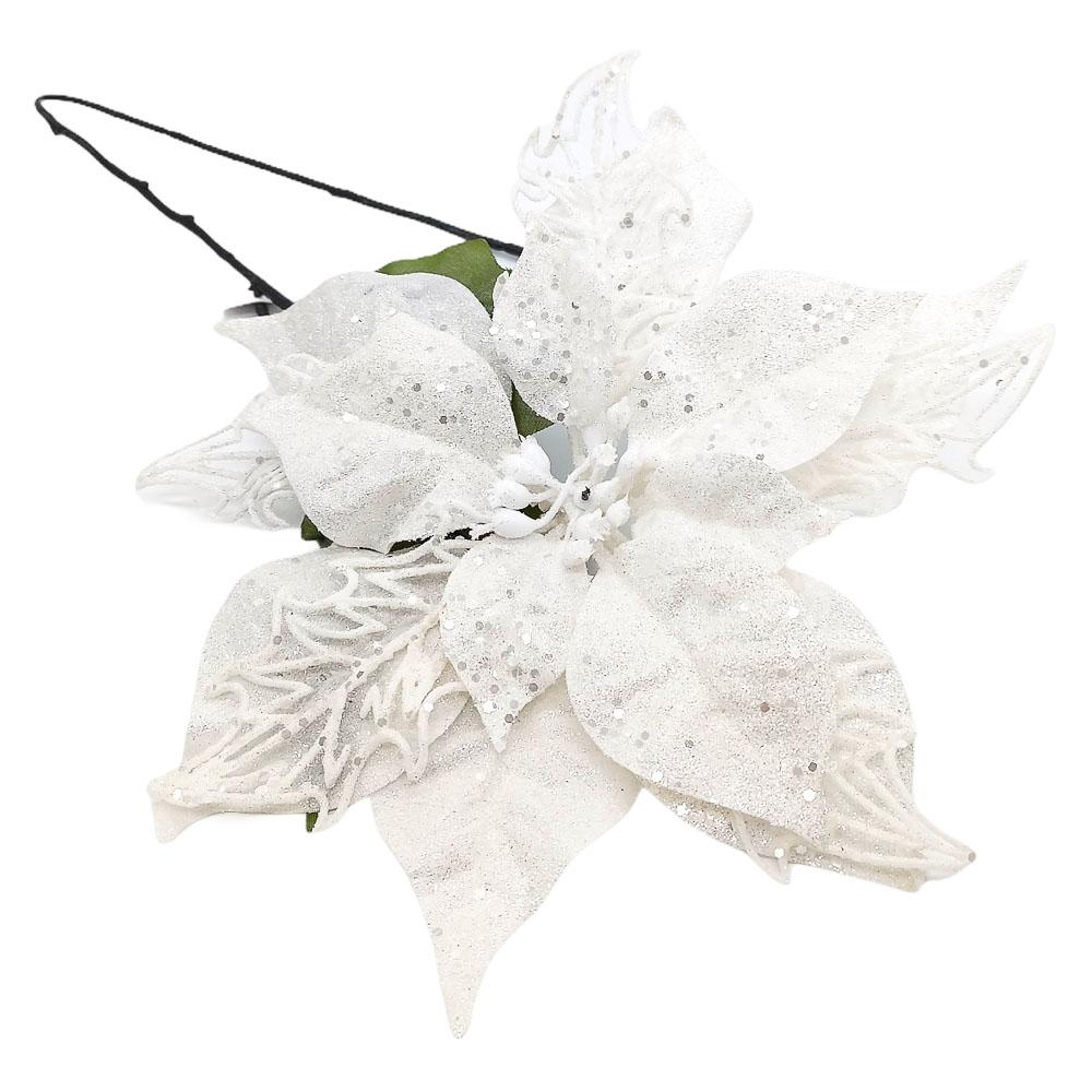 Flor de Navidad Poinssetta Montefiori Christmas Blanca 70 cm