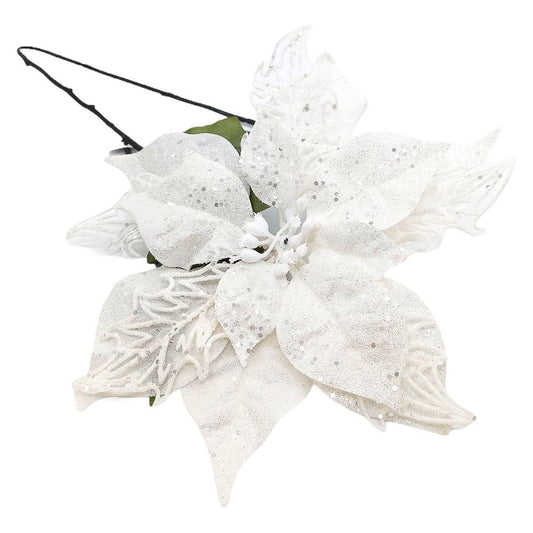 Flor de Navidad Poinssetta Montefiori Christmas Blanca 70 cm
