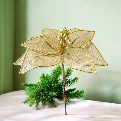 Flor Navideña Poinsettia 18 Cm Natural - Montefiori Christmas - Titan.com.pa - 7453121013504