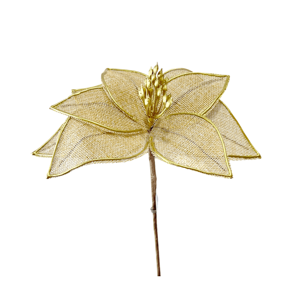 Flor Navideña Poinsettia 18 Cm Natural - Montefiori Christmas - Titan.com.pa - 7453121013504