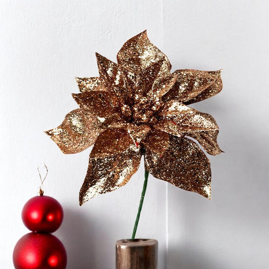 Flor Navideña Poinsettia 22 Cm Rose - Montefiori Christmas - Titan.com.pa - 7453114850086