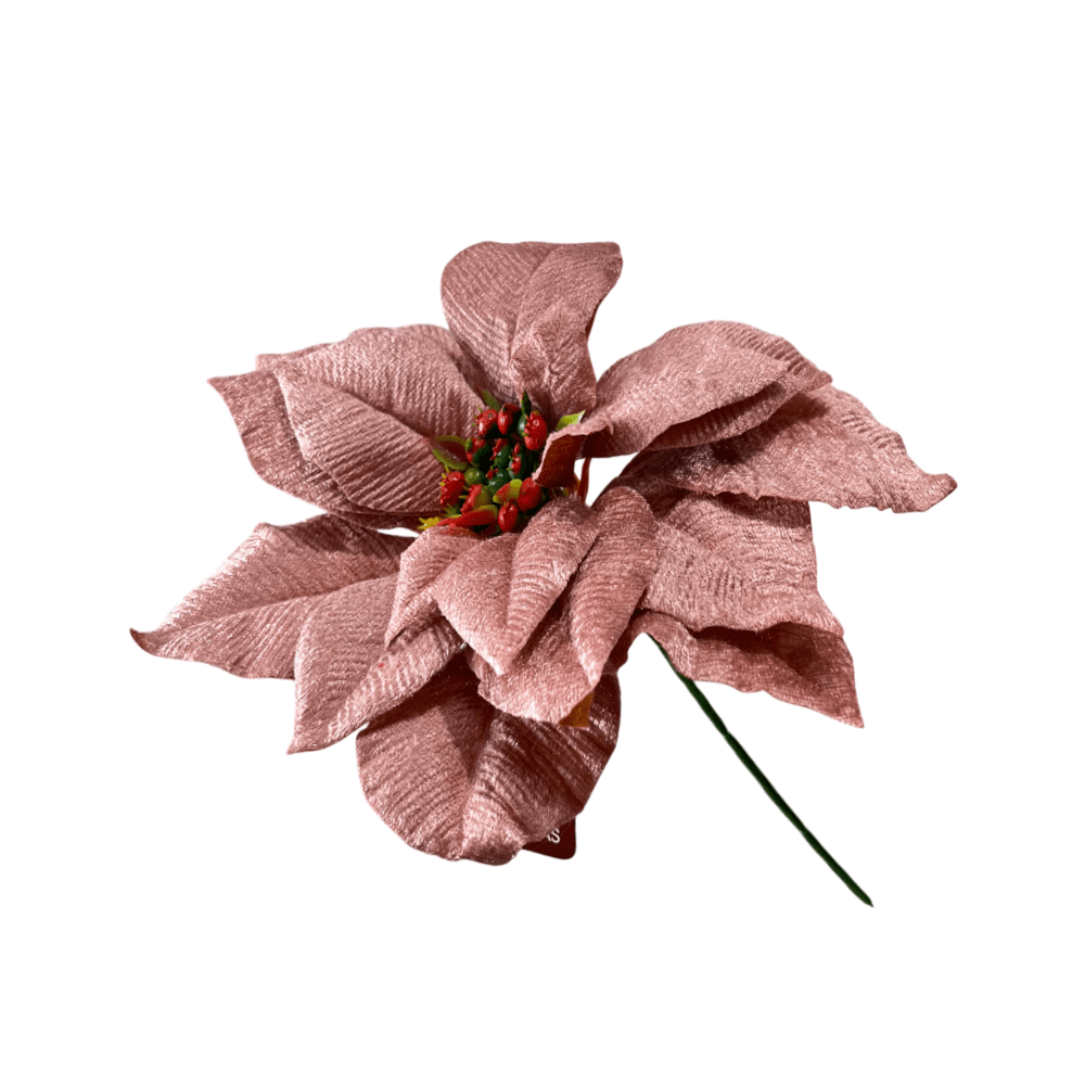 Flor Navideña Poinsettia 25 cm / Rose – Montefiori Christmas - Montefiori Christmas - Titan.com.pa - 7453121094596