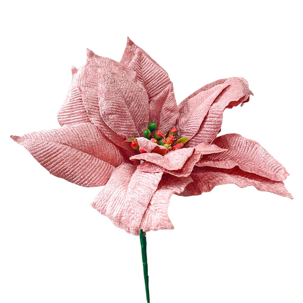 Flor Navideña Poinsettia 25 cm / Rose – Montefiori Christmas - Montefiori Christmas - Titan.com.pa - 7453121094596