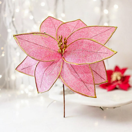 Flor Navideña Poinsettia 28 Cm Rosa - Montefiori Christmas - Titan.com.pa - 7453121013511