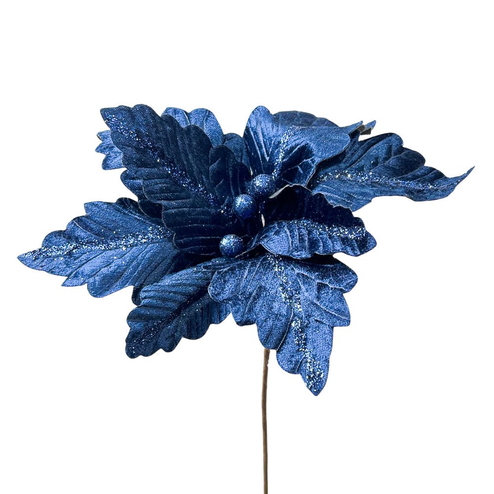 Flor Navideña Poinsettia 29 cm Azul / Miro Christmas - Miro Christmas - Titan.com.pa - 7450206240138