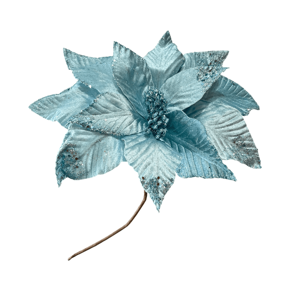 Flor Navideña Poinsettia 30 Cm Celeste - Montefiori Christmas - Titan.com.pa - 7453121008906