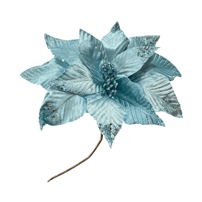 Flor Navideña Poinsettia 30 Cm Celeste - Montefiori Christmas - Titan.com.pa - 7453121008906