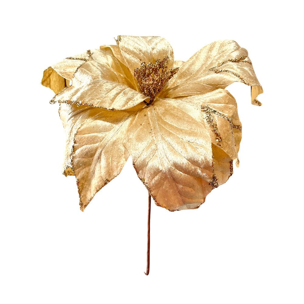 Flor Navideña Poinsettia 30 Cm Champagne - Montefiori Christmas - Titan.com.pa - 7453121014464