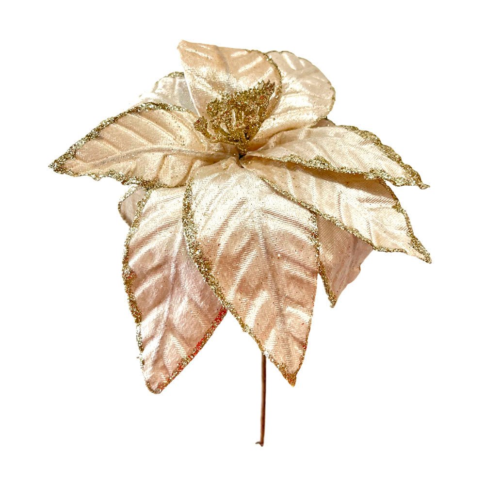 Flor Navideña Poinsettia 30 cm / Champaña / Montefiori Christmas - Montefiori Christmas - Titan.com.pa - 7453121013351