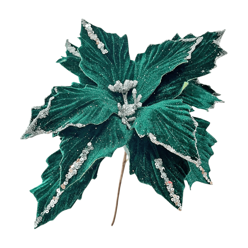 Flor Navideña Poinsettia 30 Cm Green - Montefiori Christmas - Titan.com.pa - 7453121008876