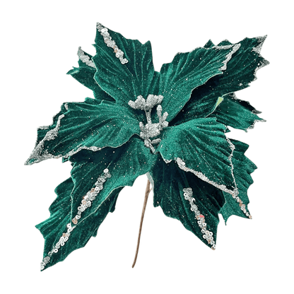 Flor Navideña Poinsettia 30 Cm Green - Montefiori Christmas - Titan.com.pa - 7453121008876
