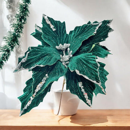 Flor Navideña Poinsettia 30 Cm Green - Montefiori Christmas - Titan.com.pa - 7453121008876