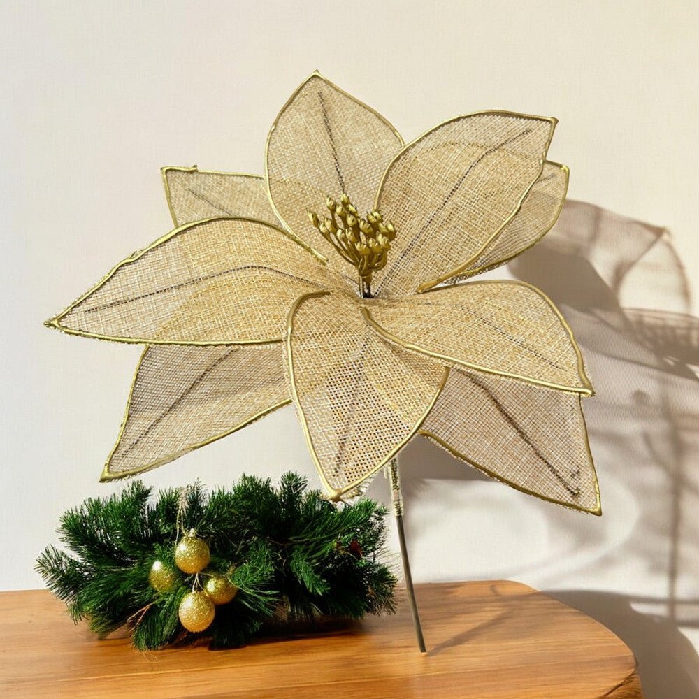 Flor Navideña Poinsettia 30 Cm Natural - Montefiori Christmas - Titan.com.pa - 7453121084337