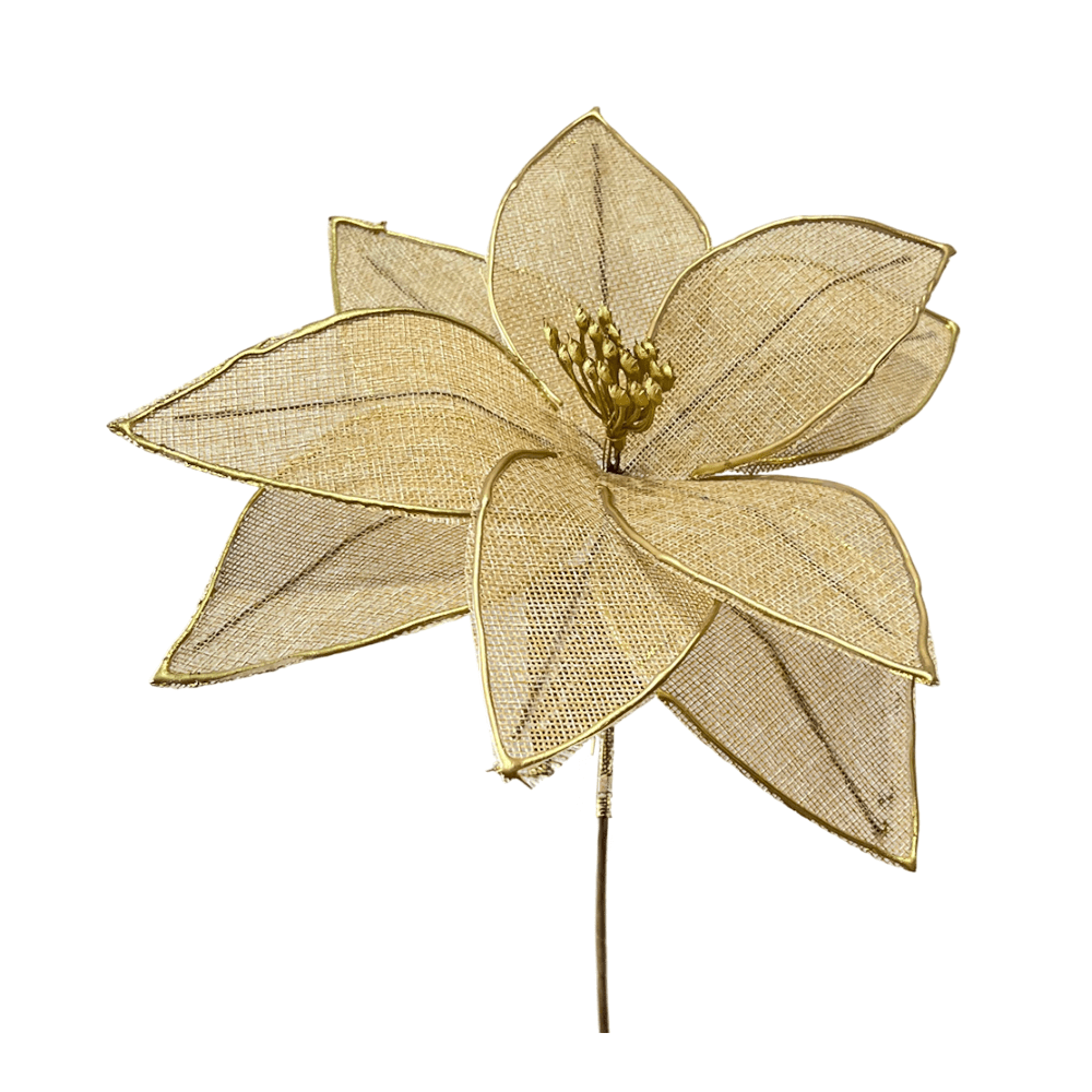 Flor Navideña Poinsettia 30 Cm Natural - Montefiori Christmas - Titan.com.pa - 7453121084337