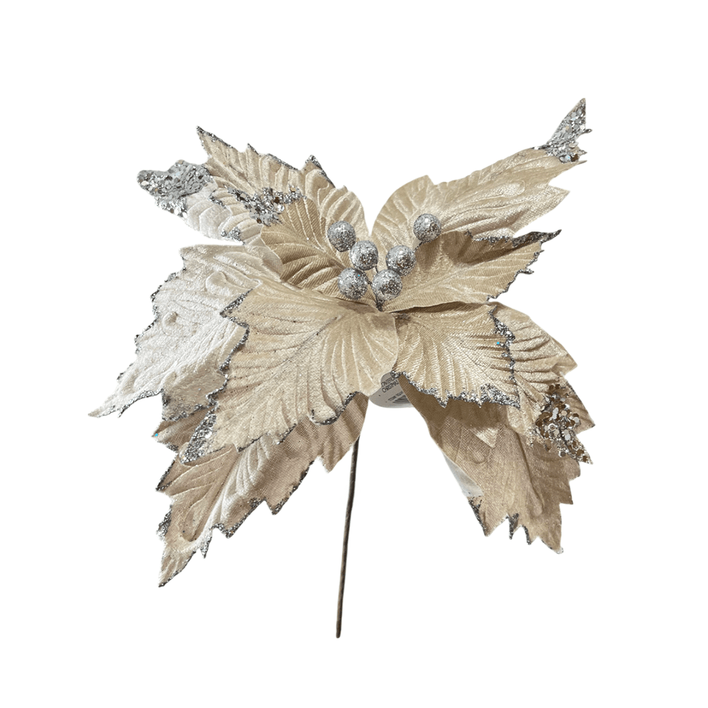 Flor Navideña Poinsettia 30 Cm Natural - Montefiori Christmas - Titan.com.pa - 7453121089431