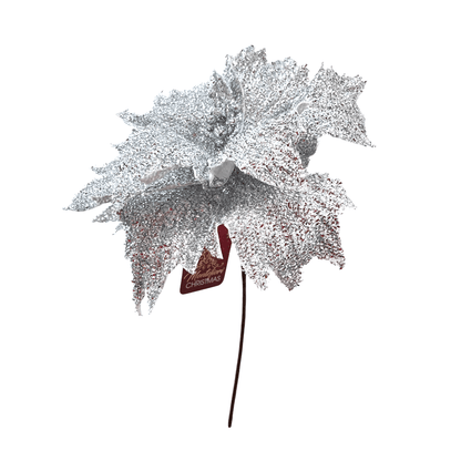 Flor Navideña Poinsettia 30 cm / Plateada / Montefiori Christmas - Montefiori Christmas - Titan.com.pa - 7453121014631