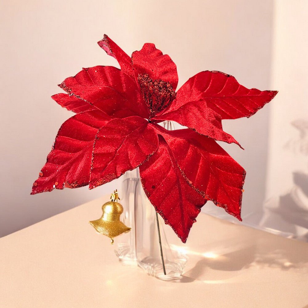 Flor Navideña Poinsettia 30 Cm Red - Montefiori Christmas - Titan.com.pa - 7453121014549