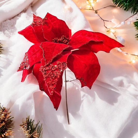 Flor Navideña Poinsettia 30 Cm Rojo - Montefiori Christmas - Titan.com.pa - 7453121014457