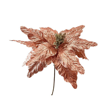 Flor Navideña Poinsettia 30 Cm Rose Gold - Montefiori Christmas - Titan.com.pa - 7453121014747