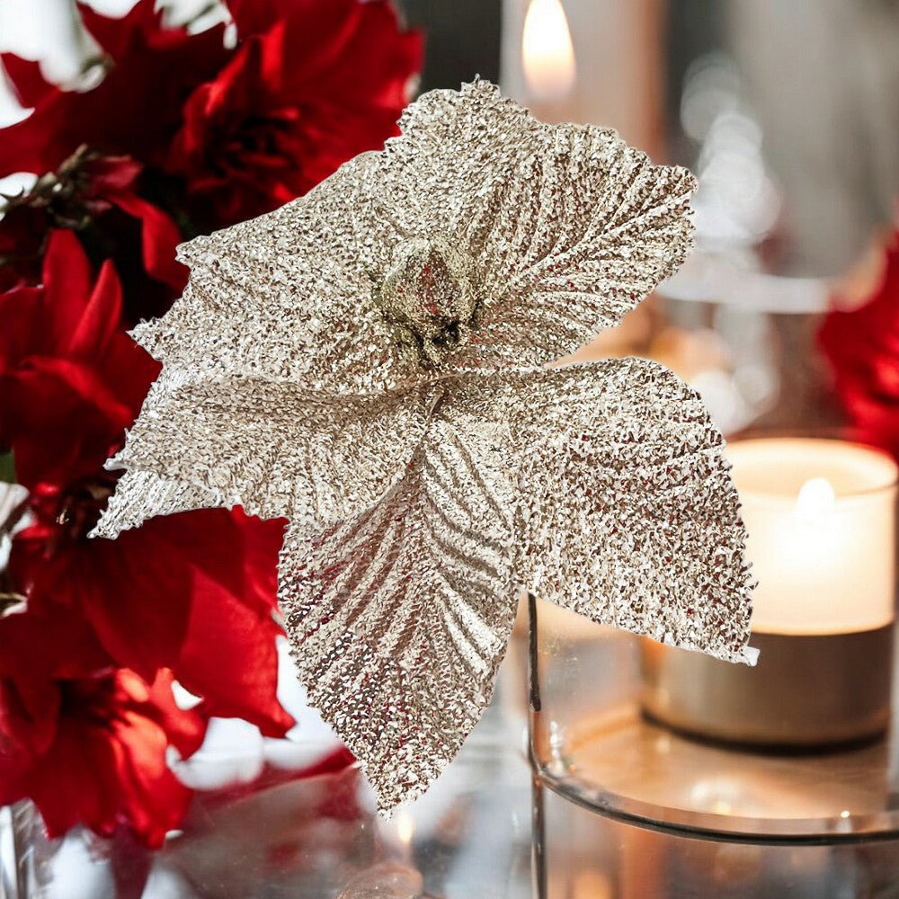 Flor Navideña Poinsettia 30 Cm Rose - Montefiori Christmas - Titan.com.pa - 7453121012552