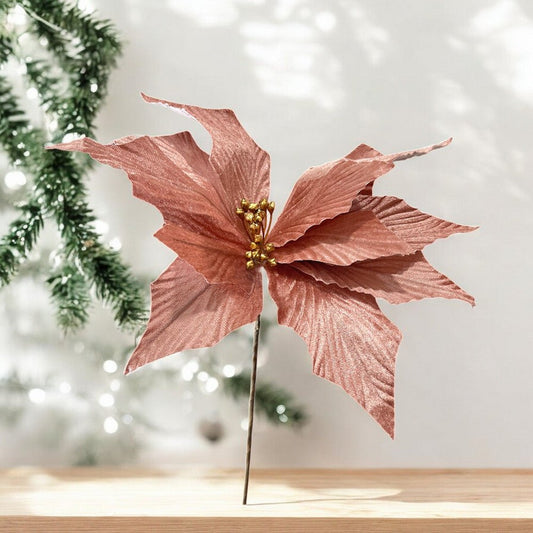 Flor Navideña Poinsettia 30 Cm Rose - Montefiori Christmas - Titan.com.pa - 7453121013474