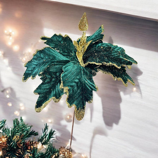 Flor Navideña Poinsettia 30 Cm Verde - Montefiori Christmas - Titan.com.pa - 7453121002881