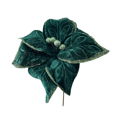 Flor Navideña Poinsettia 30 Cm Verde/Dorado - MONTEFIORI CHRISTMAS - Titan.com.pa - 7453121013306