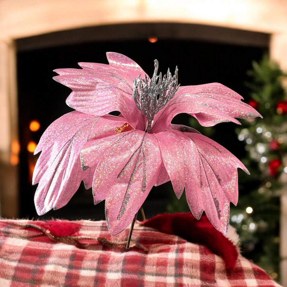Flor Navideña Poinsettia 33 Cm Rose - Montefiori Christmas - Titan.com.pa - 7453121094497